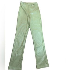 PrettyLittleThing green  sage pants faux leather size 2